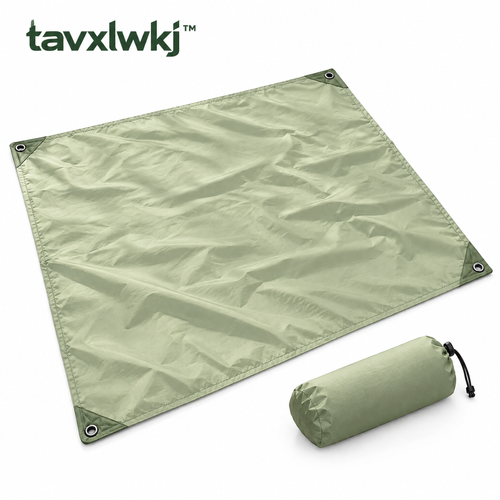 tavxlwkj Camp Groundsheet with Storage Pouch - white view