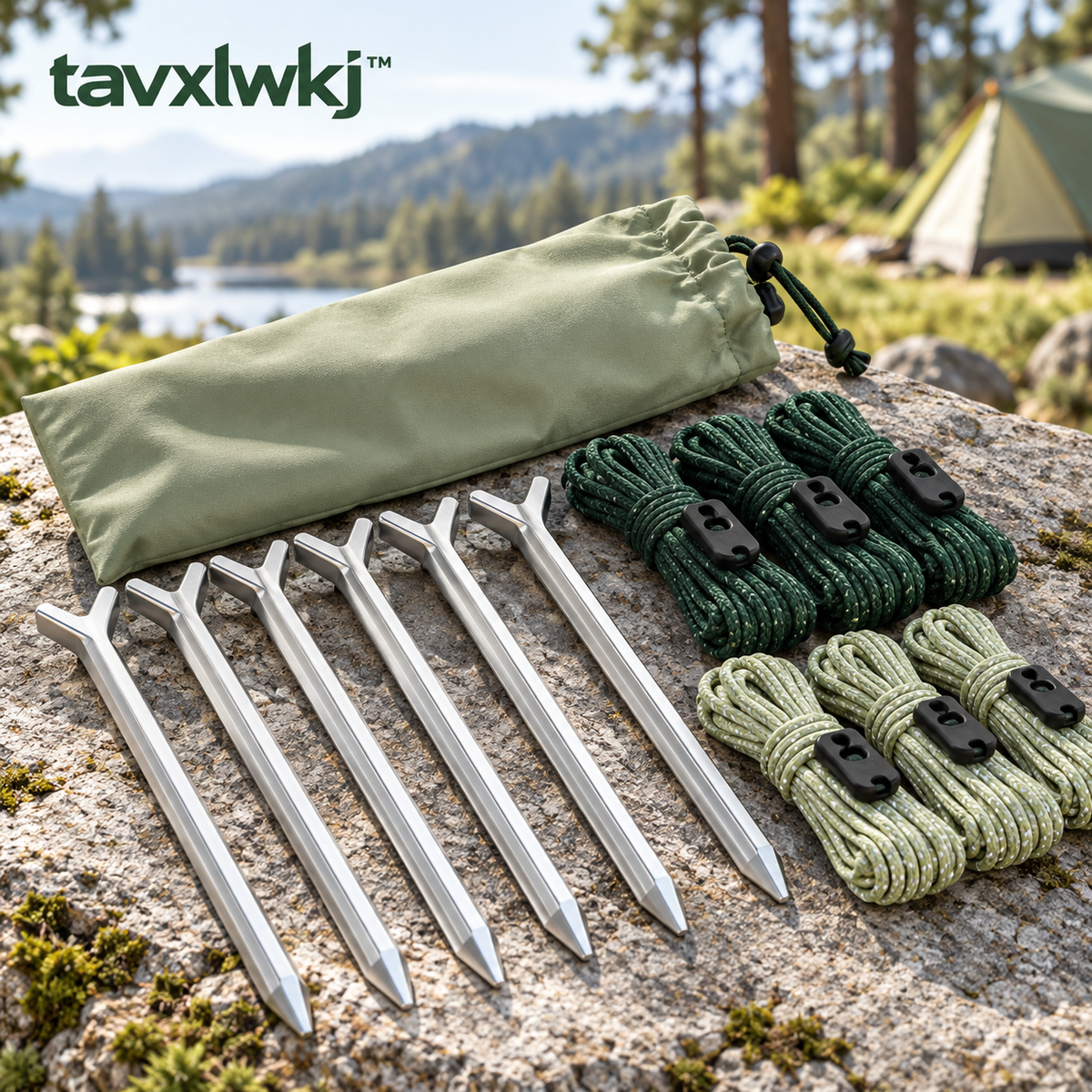 tavxlwkj Tent Stakes and Guyline Kit - main view