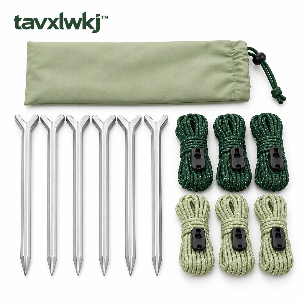 tavxlwkj Tent Stakes and Guyline Kit - white view