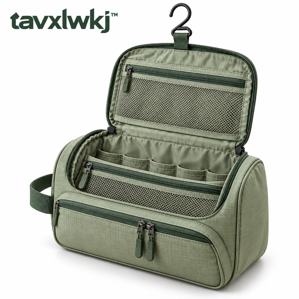 tavxlwkj Hanging Travel Toiletry Bag - white view