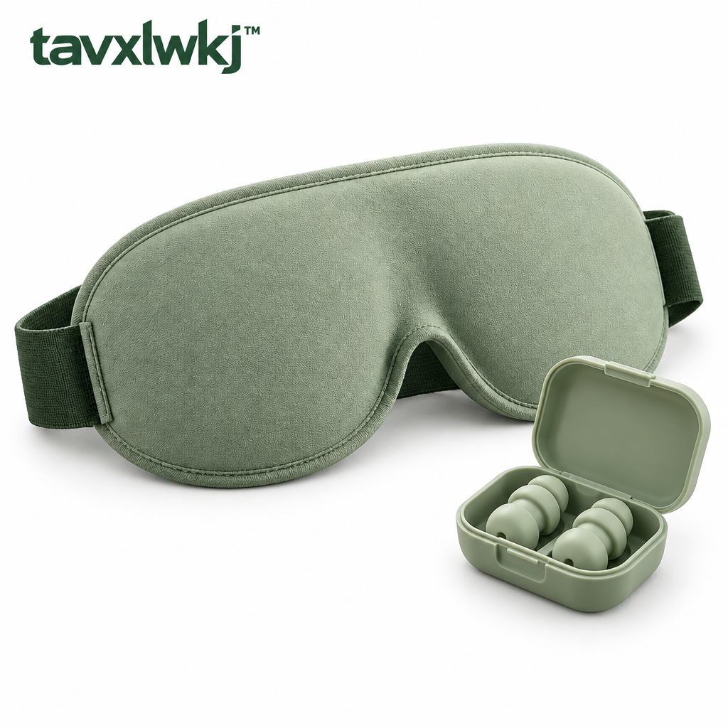 tavxlwkj Travel Eye Mask and Earplug Set - white view